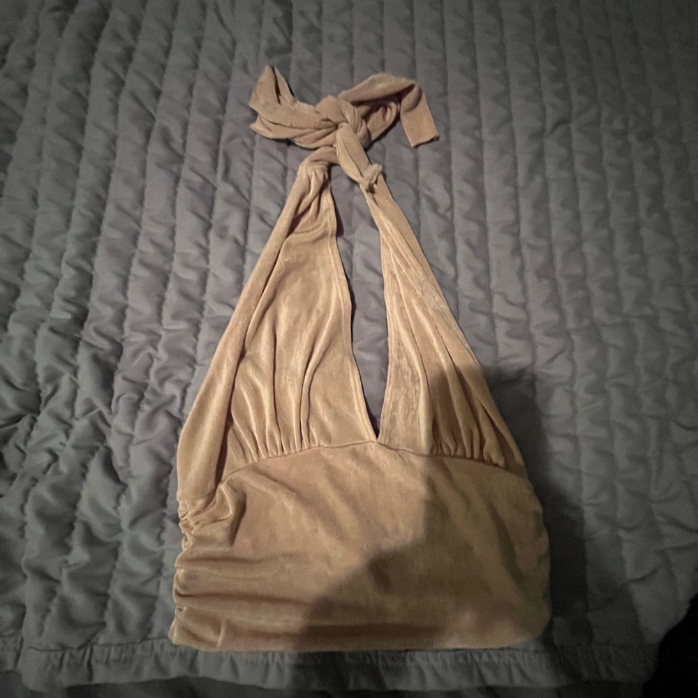 Caution To The Wind Beige Halter Top